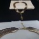 Divat nők arany choker gallér strasszos kristály levél lánc nyaklánc ékszer