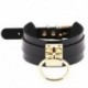 Fekete   arany gyűrű Vintage Retro Punk Gótikus Széles PU Bőr O Gyűrű gallér Choker nyaklánc nők