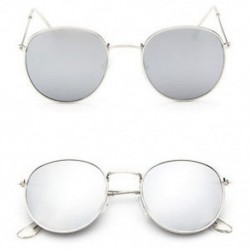 Ezüst Divat férfi női kerek kerek napszemüveg aranyos retro túlméretezett tükör szemüveg