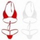 Piros Extrém szexi női fehérnemű melltartó G-String tanga bikini fürdőruha fehérnemű készlet