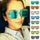 * 8 Női divatos felső nagy méretű, nagyméretű négyzet alakú keret napszemüveg Unisex Retro