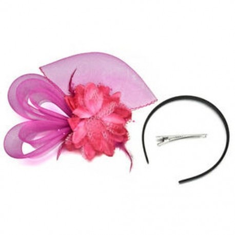 Rózsavörös Női Fascinator Feather Esküvői Party Pillbox Hat fejpánt Clip Fátyol Új