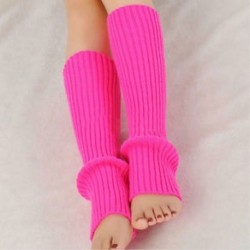 Rózsaszín Női téli meleg kötött horgolt magas térd láb melegítő leggings Boot zokni Slouch