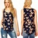 L Divat Női Sifon Butterfly Nyomtatás Ujjatlan Blúz Casual Tank Tops póló