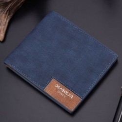 Sötétkék Vintage férfi bőr vászon pénztárca Billfold Bifold erszényes tengelykapcsoló kártya pénz birtokosa