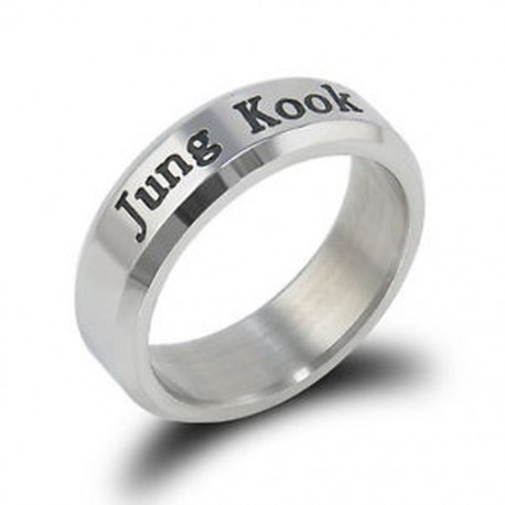Ezüst színű JUNGKOOK gravírozott gyűrű - KPOP - BTS - Bangtan Boys