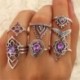 7Pcs / Set Boho Vintage Ezüst Kristály Ametiszt Midi A Knuckle Ring Ékszer felett