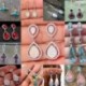 * 10 (40 mmx17mm) 925 Ezüst Fehér Topáz Holdkő Fül Hook Hoop Dangle Fülbevaló Női Ékszer Ajándék