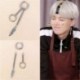 Ezüst színű fülbevaló hosszú lánccal - Tollal - Karikával - KPOP - BTS - Bangtan Boys