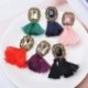 * 12 Kék Női divat Bohém fülbevaló Vintage Boho hosszú bojt fülbevaló fülbevaló