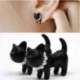 1Pc fekete Punk Cool egyszerű sztereoszkópos macska cica Impalement Lady Stud fülbevaló