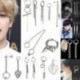 Ezüst színű fülbevaló - Két hosszú lánccal - Kúppal - Két golyóval - KPOP - BTS - Bangtan Boys - 2