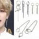 Ezüst színű fülbevaló - Két hosszú lánccal - Kúppal - Két golyóval - KPOP - BTS - Bangtan Boys - 2