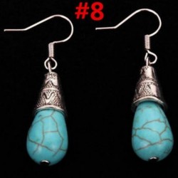 * 8 (3cm * 1cm * 1cm) Antik nők 925 ezüst türkiz gyöngyszem esküvői fél csepegés fülbevaló Új
