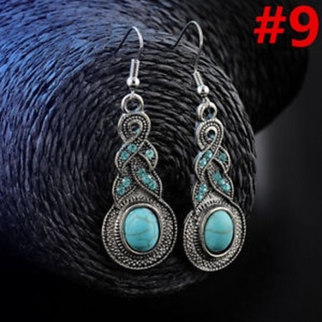 * 9 (5,7 x 1,8 cm) Antik nők 925 ezüst türkiz gyöngyszem esküvői fél csepegés fülbevaló Új