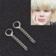 Ezüst színű fülbevaló három hosszú lánccal - bilétával - KPOP - BTS - Bangtan Boys