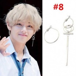 Ezüst színű Tripla karikás fülbevaló rúd alakú függőkkel - KPOP - BTS - Bangtan Boys - 8