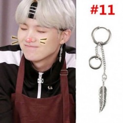 Ezüst színű fülbevaló hosszú lánccal - Tollal - Karikával - KPOP - BTS - Bangtan Boys - 11