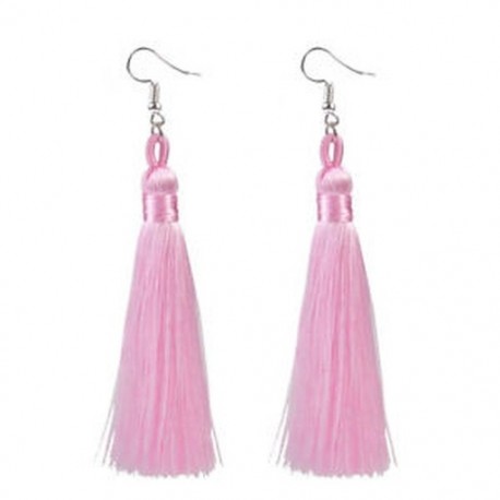 * 26 Pink Vintage nők Bohém fülbevaló Hosszú bojt Fringe Boho Dangle fülbevaló ékszerek