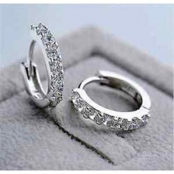Elegáns női esküvői ékszerek ezüst fehér drágakövek Crystal Hoop fülbevaló ajándék