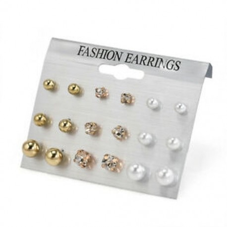 * 20 9 Párok / Arany készlet 6Pairs Nők koreai stílusú fülbevaló szett Tassel kristályos fül Stud Dangle Hook Chic
