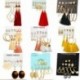 * 20 9 Párok / Arany készlet 6Pairs Nők koreai stílusú fülbevaló szett Tassel kristályos fül Stud Dangle Hook Chic