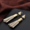 Bézs Divat Női bársonyos háromszög Tassel hosszú Dangle Drop fülbevaló Vintage ékszerek