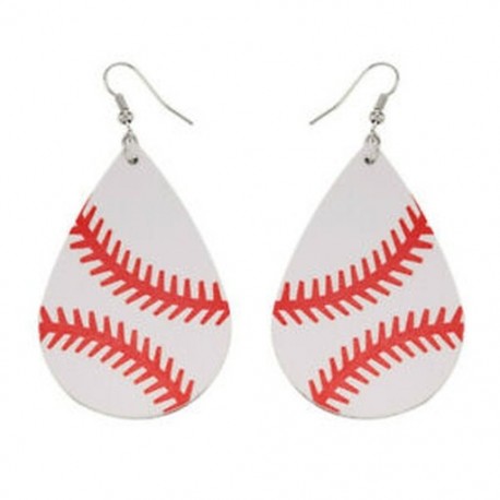 fehér Baseball bőr fülbevaló női sport softball könnycsepp levél fülbevaló 1 pár