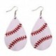 fehér Baseball bőr fülbevaló női sport softball könnycsepp levél fülbevaló 1 pár