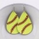 fehér Baseball bőr fülbevaló női sport softball könnycsepp levél fülbevaló 1 pár