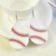 fehér Baseball bőr fülbevaló női sport softball könnycsepp levél fülbevaló 1 pár