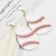 fehér Baseball bőr fülbevaló női sport softball könnycsepp levél fülbevaló 1 pár