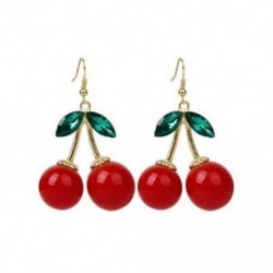 Divat Női Cseresznye Csepp Draple Rhinestone Fül Hook Fülbevaló Ékszer Ajándék 1Pair
