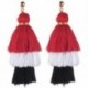 Piros Vintage nők Bohém fülbevaló Hosszú bojt Fringe Boho Dangle fülbevaló ékszerek