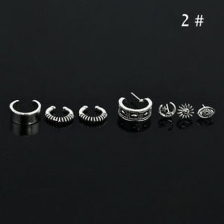 2 * Vintage fül klip mandzsetta Stud Dangle fülbevaló készlet nők Punk ezüst fülbevaló ékszerek