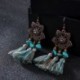 Bohém Vintage Üreges Virágok Hosszú bojt Fringe Boho Dangle Női fülbevaló