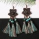 Bohém Vintage Üreges Virágok Hosszú bojt Fringe Boho Dangle Női fülbevaló