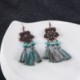 Bohém Vintage Üreges Virágok Hosszú bojt Fringe Boho Dangle Női fülbevaló