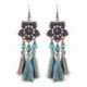 Bohém Vintage Üreges Virágok Hosszú bojt Fringe Boho Dangle Női fülbevaló