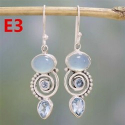* E3 (3,2 * 1,1 cm) 925 Ezüst Ametiszt Holdkő Opál Ruby Topáz Dangle Drop Fülbevaló Hook Ékszerek