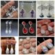 * E3 (3,2 * 1,1 cm) 925 Ezüst Ametiszt Holdkő Opál Ruby Topáz Dangle Drop Fülbevaló Hook Ékszerek