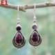 * E3 (3,2 * 1,1 cm) 925 Ezüst Ametiszt Holdkő Opál Ruby Topáz Dangle Drop Fülbevaló Hook Ékszerek