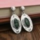 Vintage 925 Ezüst Zöld Üveg Esküvői Kézzel Dangle Fülbevaló Eardrop Ajándék Új
