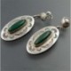 Vintage 925 Ezüst Zöld Üveg Esküvői Kézzel Dangle Fülbevaló Eardrop Ajándék Új