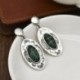 Vintage 925 Ezüst Zöld Üveg Esküvői Kézzel Dangle Fülbevaló Eardrop Ajándék Új