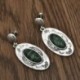 Vintage kézműves 925 ezüst zöld üveg esküvői dangle fülbevaló Dangle csepp