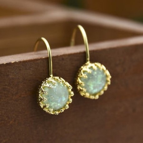 Női Opal Hook fülbevaló divatos évforduló 18 k arany töltött csepp dangle ajándék