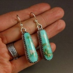 Női Boho 925 ezüst türkiz drágakő csepp döbbenni esküvői eljegyzési fülbevaló