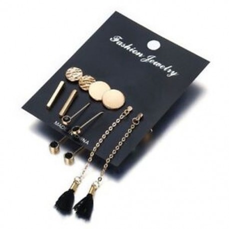 5Pairs / Set Boho Geometry Circle Tassel Női Arany Stud Fülbevaló fülbevaló
