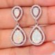 Nő 925 Ezüst Fehér Topáz Opal Dangle Fülbevaló Divat Esküvői Születésnapi Ajándék